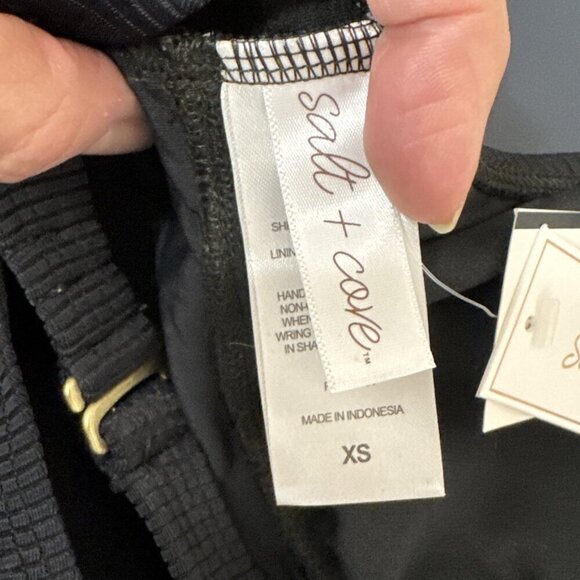 Salt + Cove Junior XS Ribbed Plunge Halter Tankini Top Black NWT 9401 - Picture 11 of 16